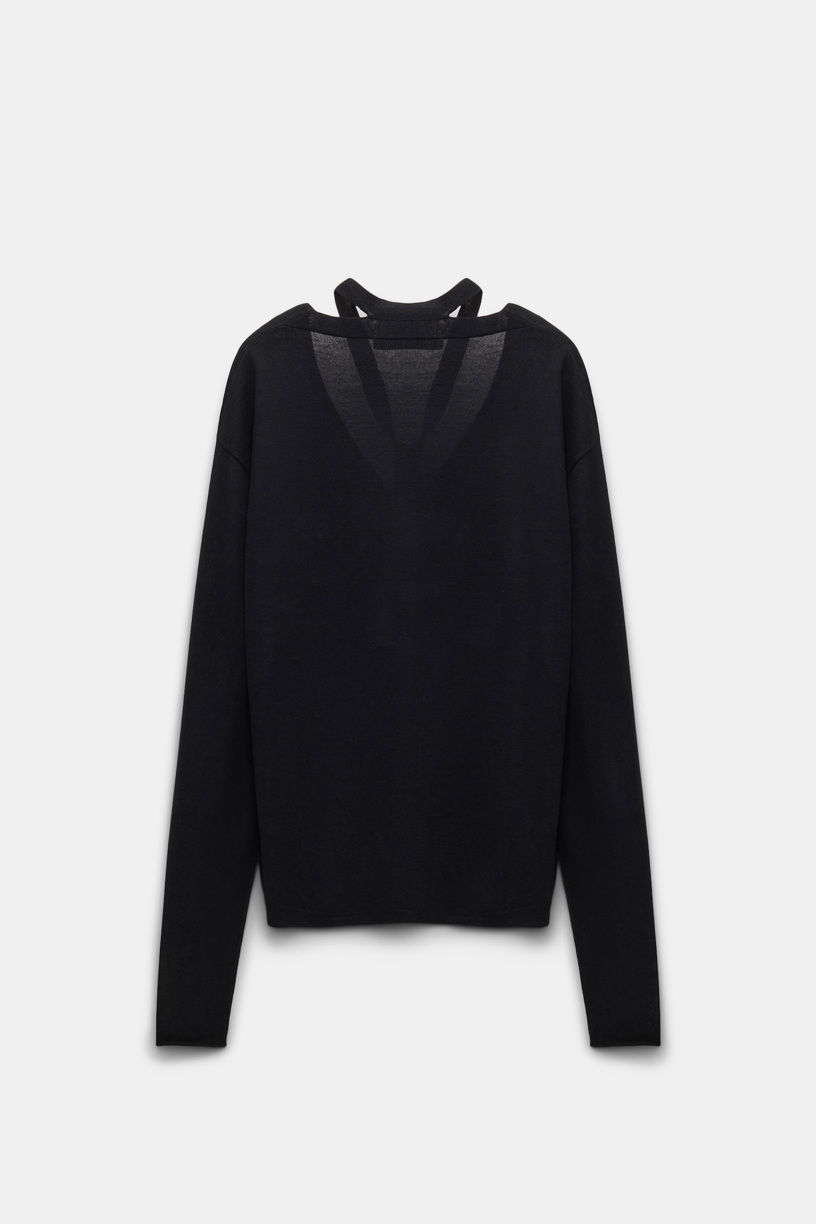 Dorothee Schumacher V-neck pullover with fringed tie pure black