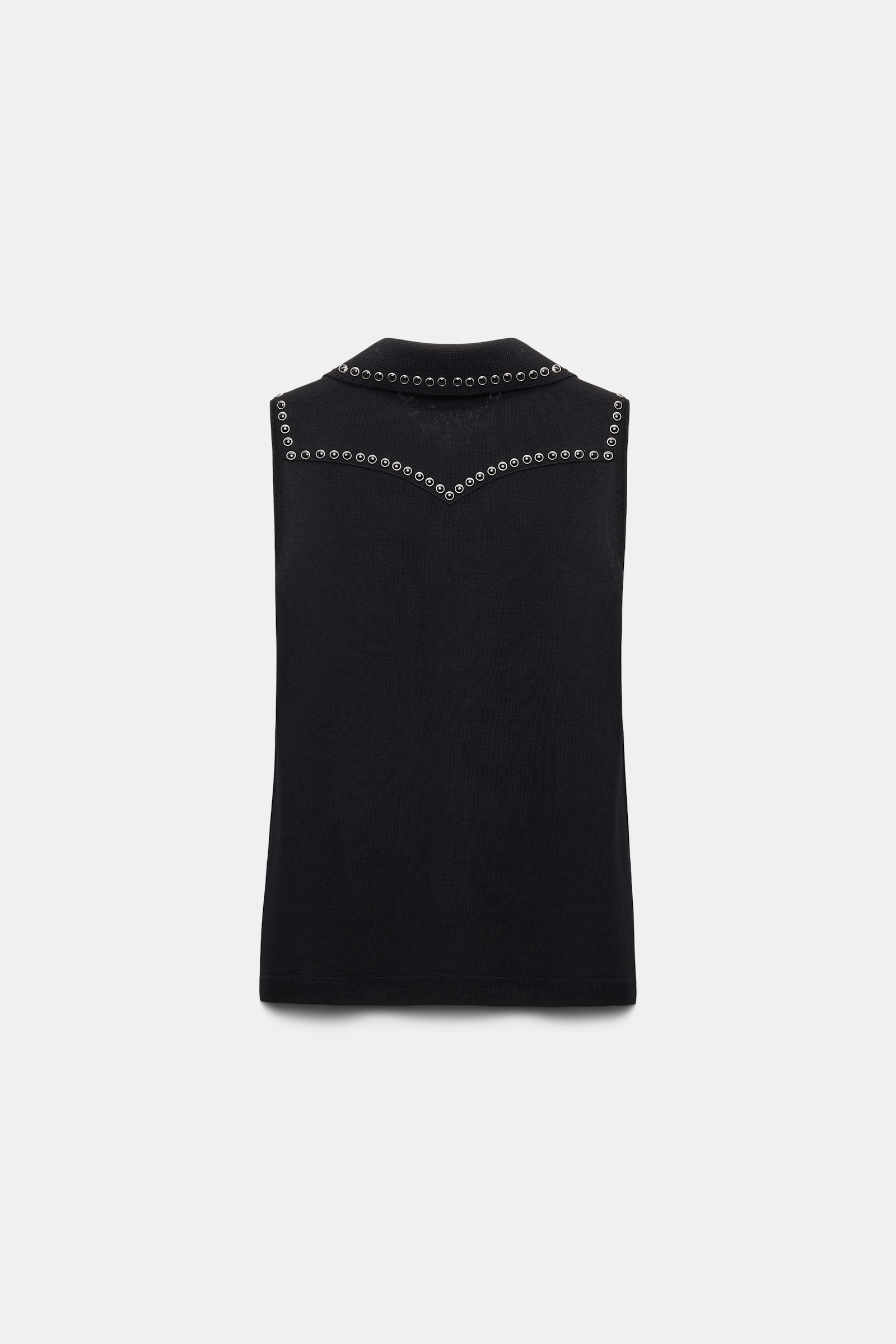 Dorothee Schumacher Ärmelloses Top mit Polokragen und Nieten pure black