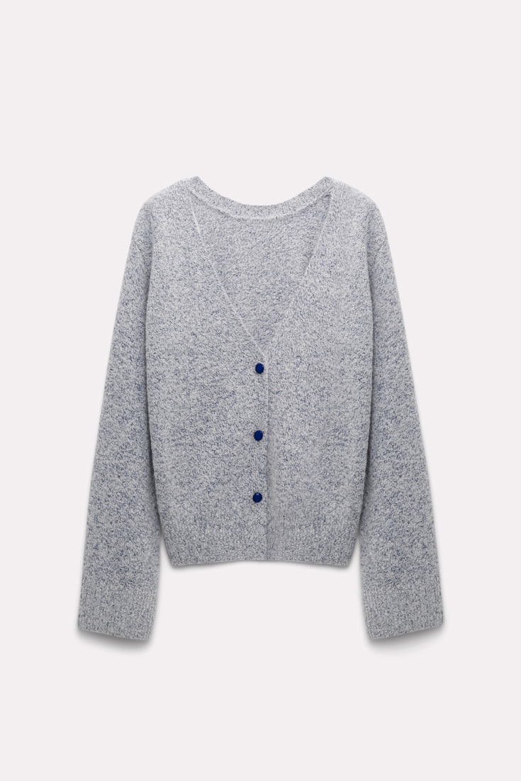 Dorothee Schumacher Cashmere blend V-neck cardigan blue and white melange