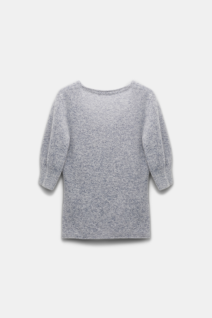 Dorothee Schumacher Softer Pullover aus Kaschmir und Seide blue and white melange