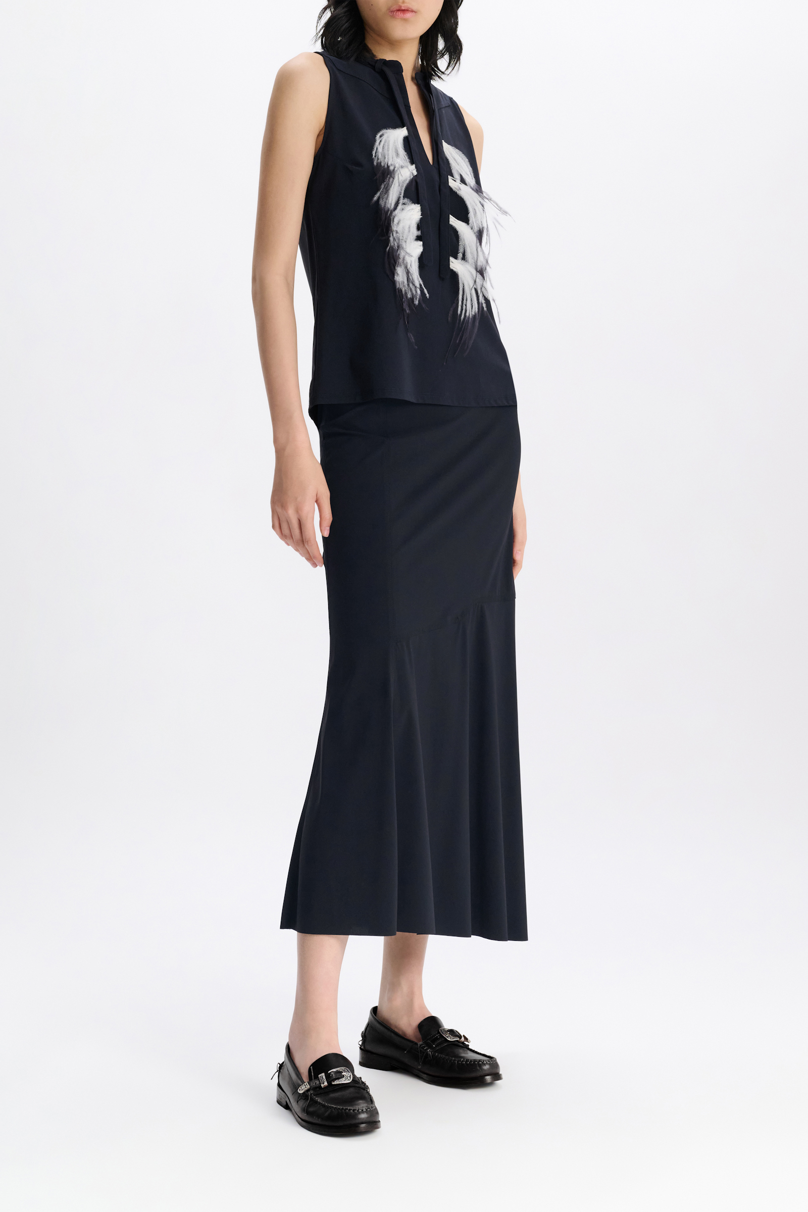 Dorothee Schumacher Midi Rock mit Westerndetails true navy