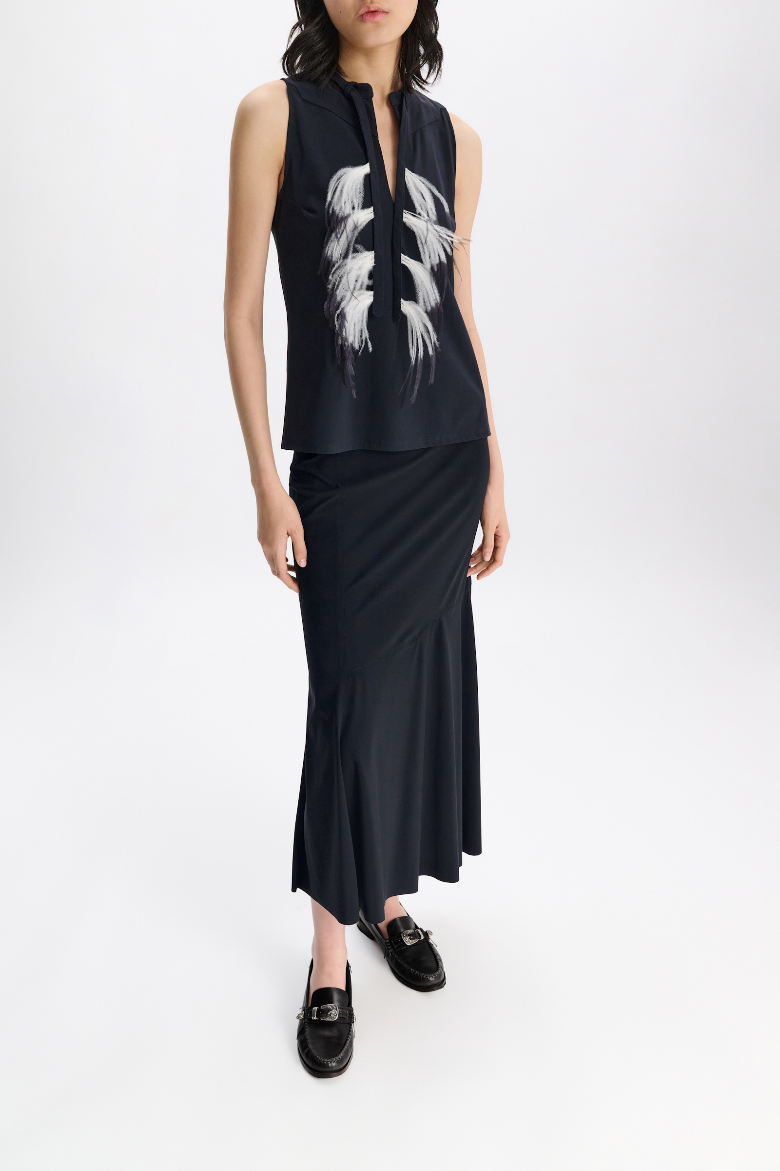 Dorothee Schumacher Midi Rock mit Westerndetails true navy