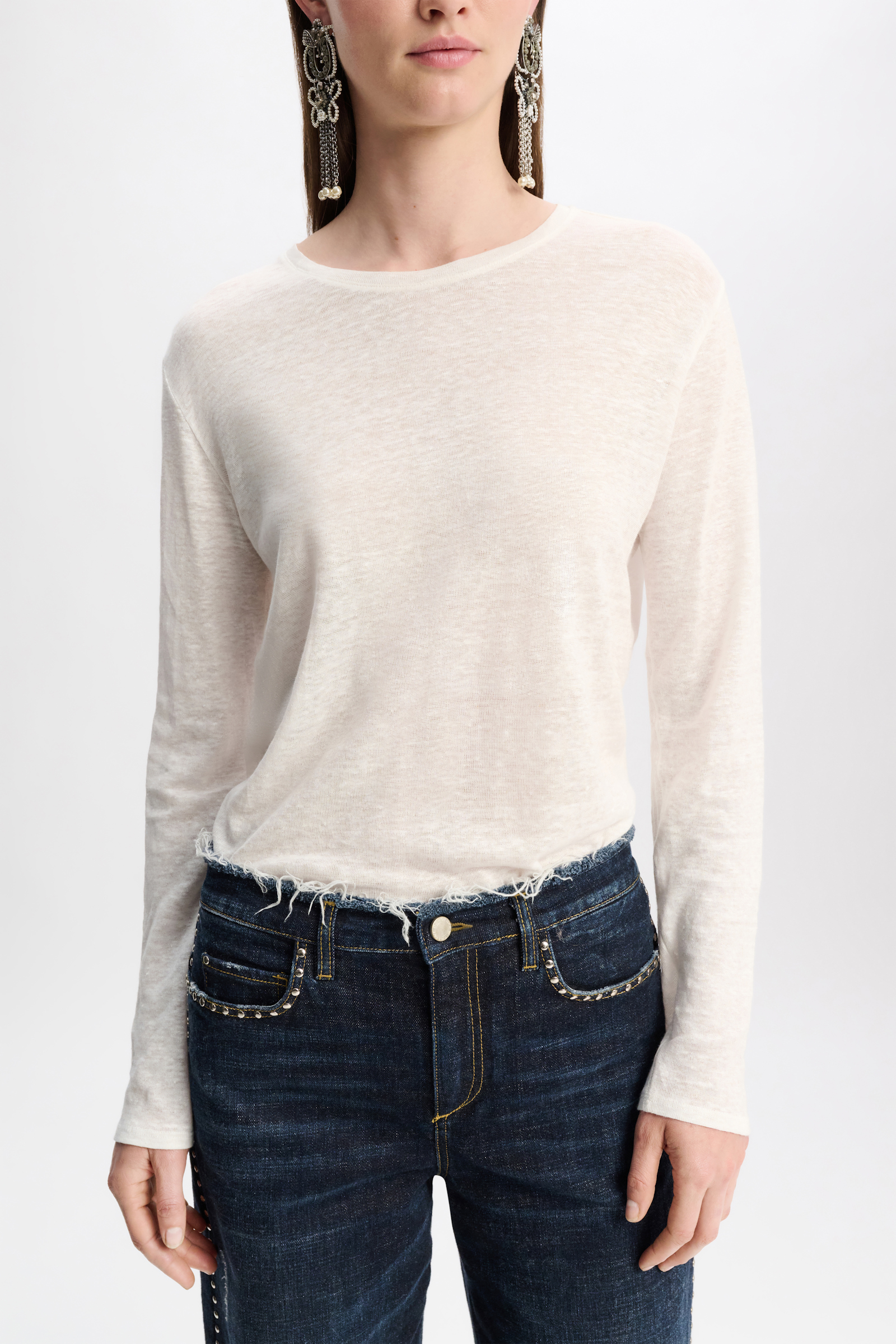 Dorothee Schumacher Long sleeve hemp T-shirt camellia white