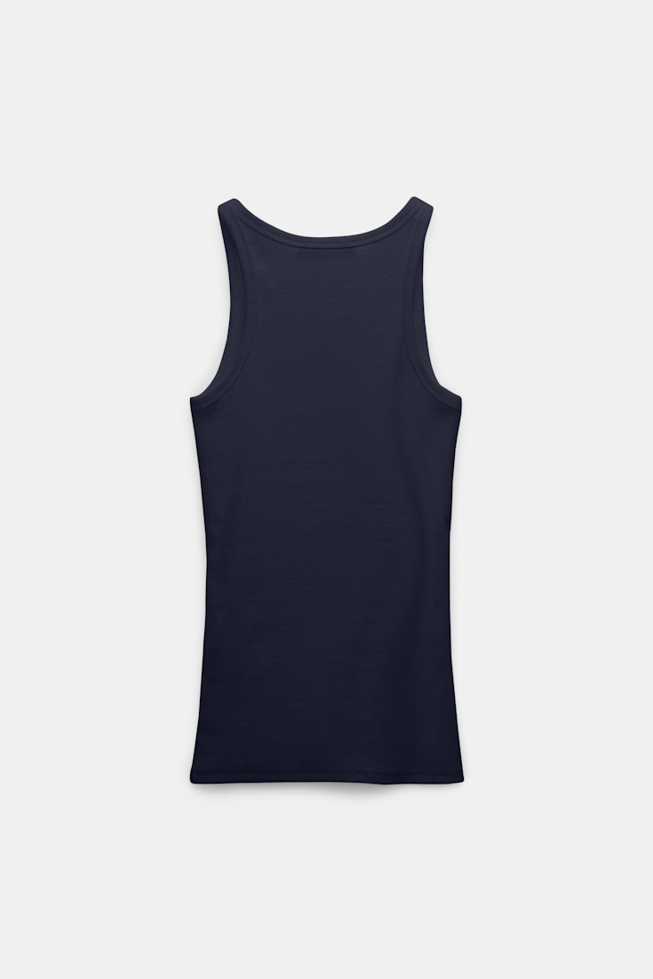 Dorothee Schumacher Fine rib stretch cotton tank top with embellishment detail midnight