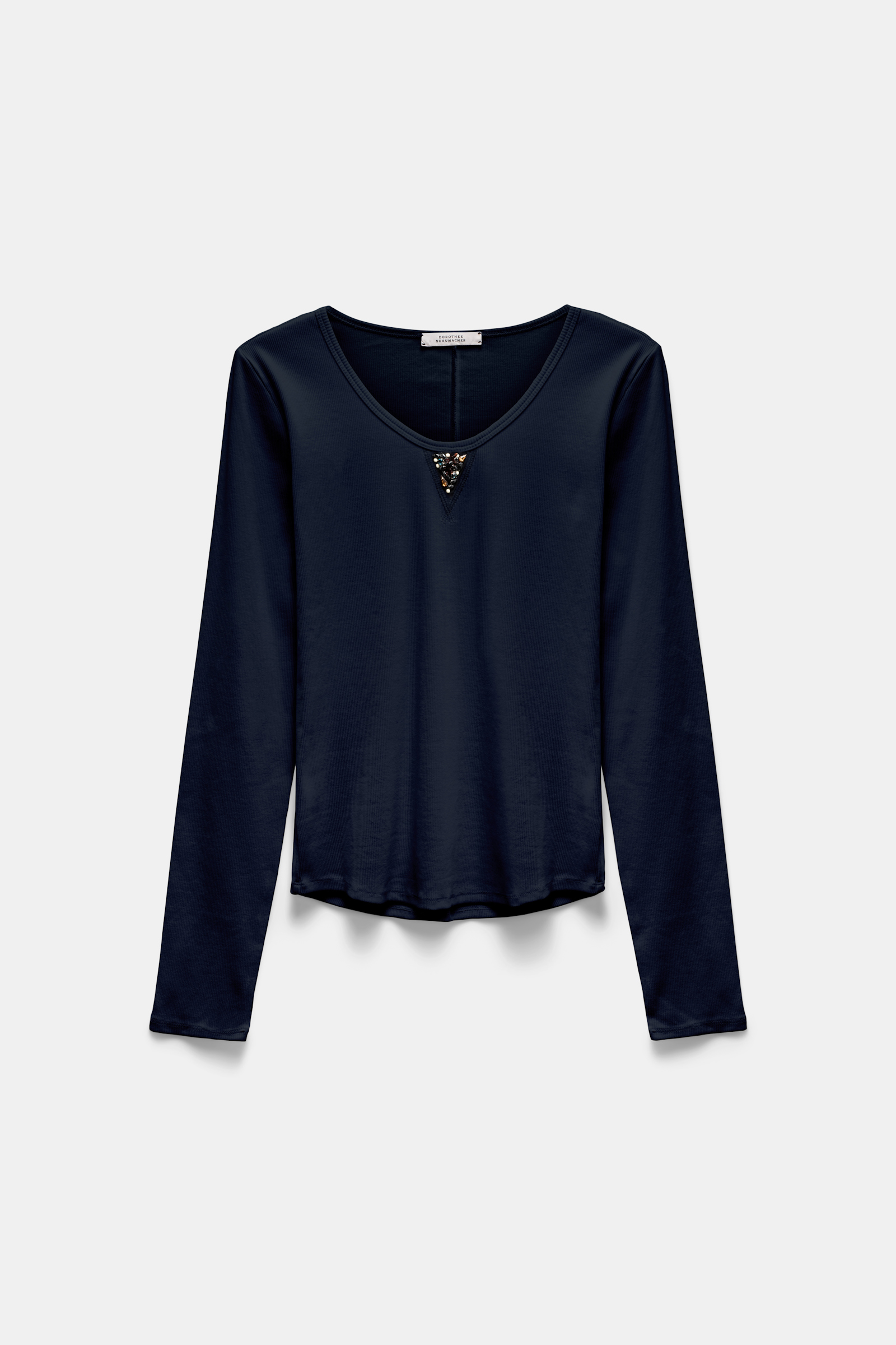 Dorothee Schumacher Geripptes Langarmshirt mit Embellishment midnight