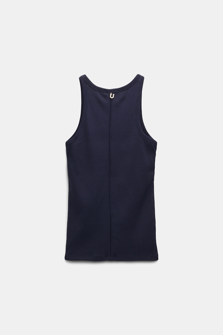 Dorothee Schumacher Geripptes Tanktop mit Hufeisen-Detail hinten true navy