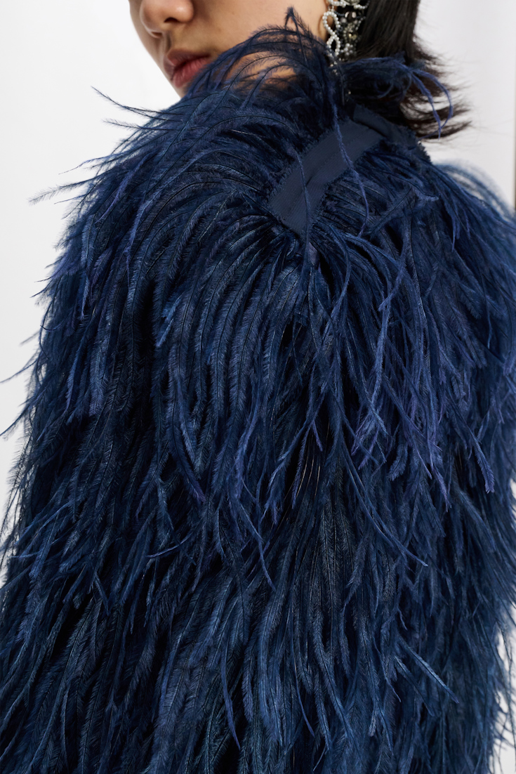 Dorothee Schumacher Georgette jacket with allover feather appliqué midnight