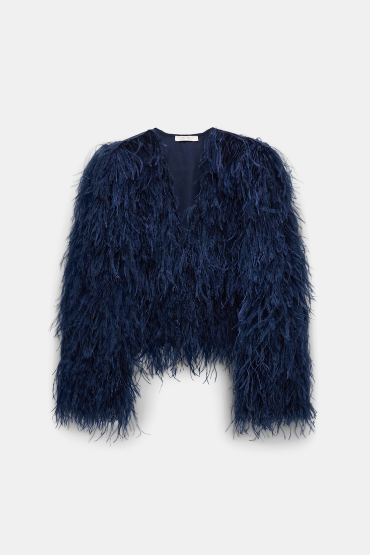 Dorothee Schumacher Georgette jacket with allover feather appliqué midnight