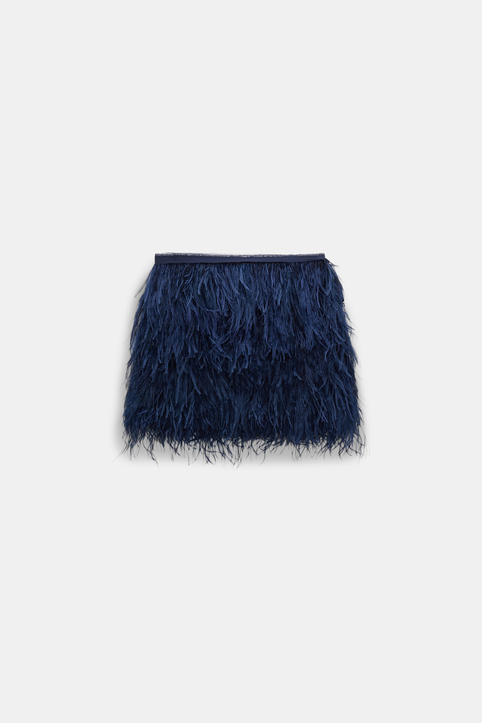 Dorothee Schumacher Georgette mini-skirt with allover feather appliqué midnight