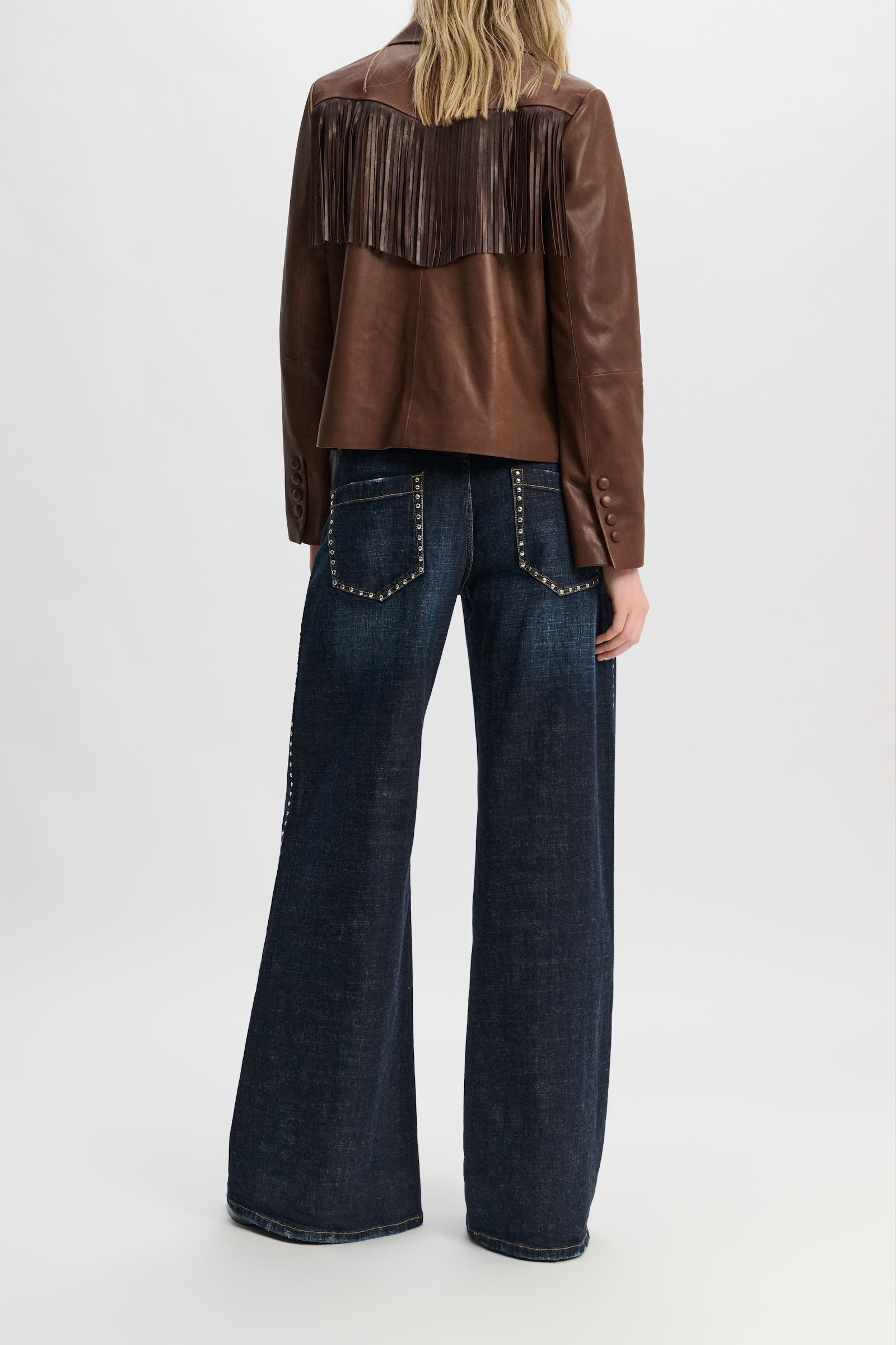 Dorothee Schumacher Fringed leather jacket dark brown