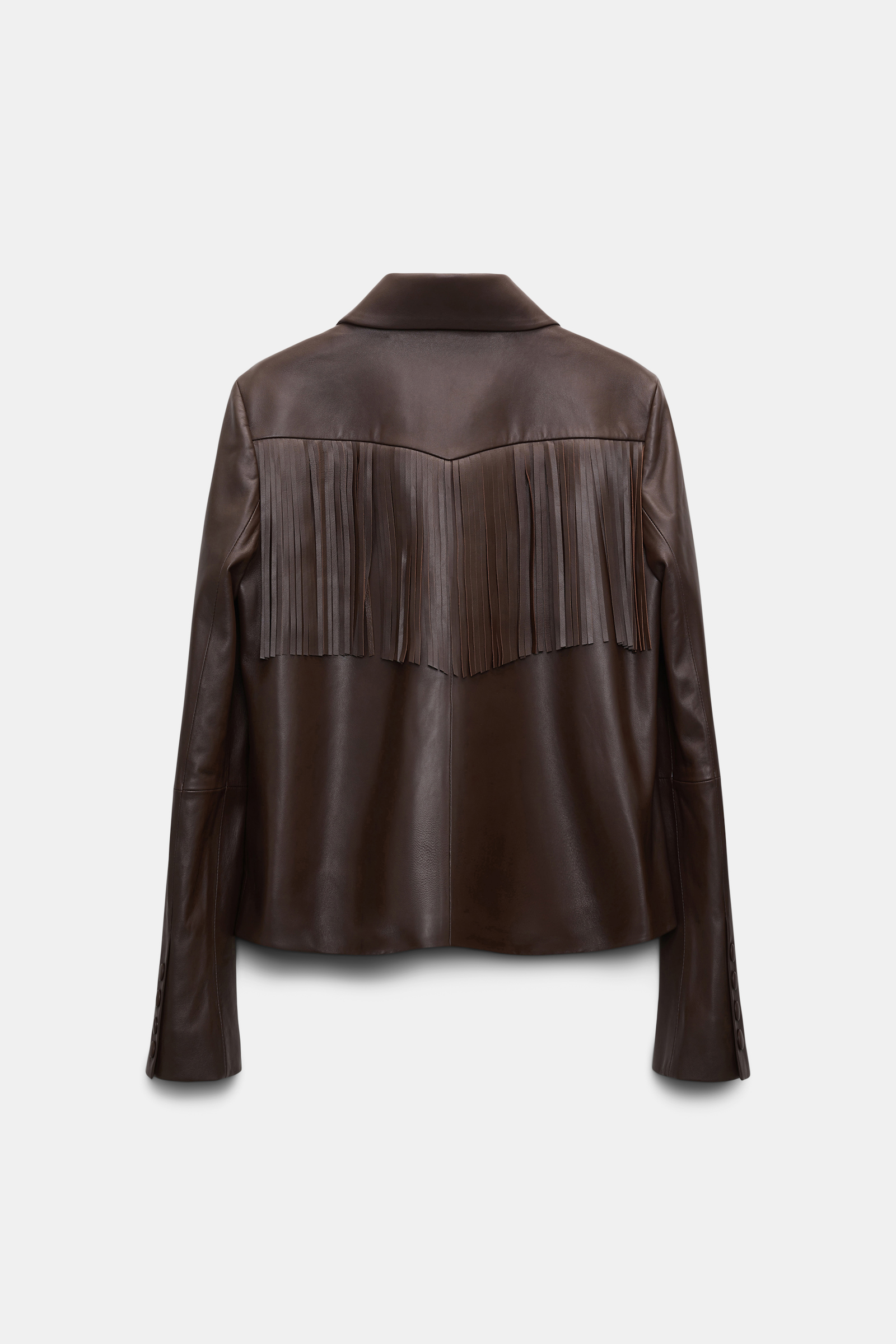 Dorothee Schumacher Fringed leather jacket dark brown