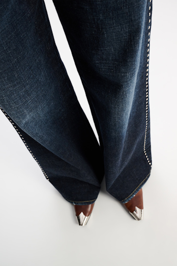 Dorothee Schumacher Jeans mit Ziersteinen, Westerndetails und ausgefranstem Bund True Denim Blue