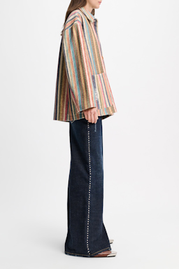 Dorothee Schumacher Printed stripe jacket with broken-in detailing multicolour stripe