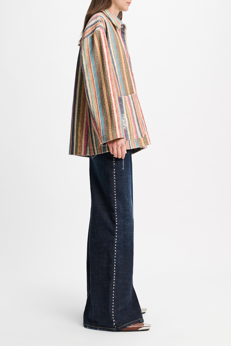 Dorothee Schumacher Printed stripe jacket with broken-in detailing multicolour stripe