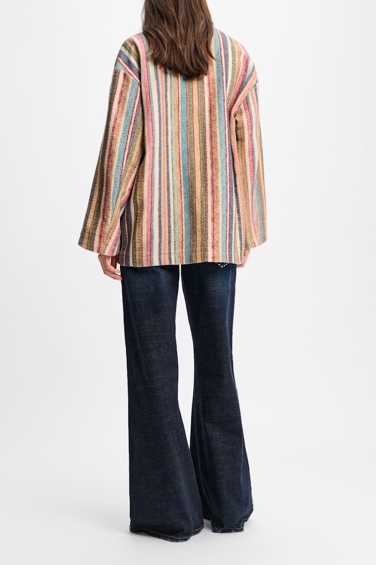 Dorothee Schumacher Printed stripe jacket with broken-in detailing multicolour stripe