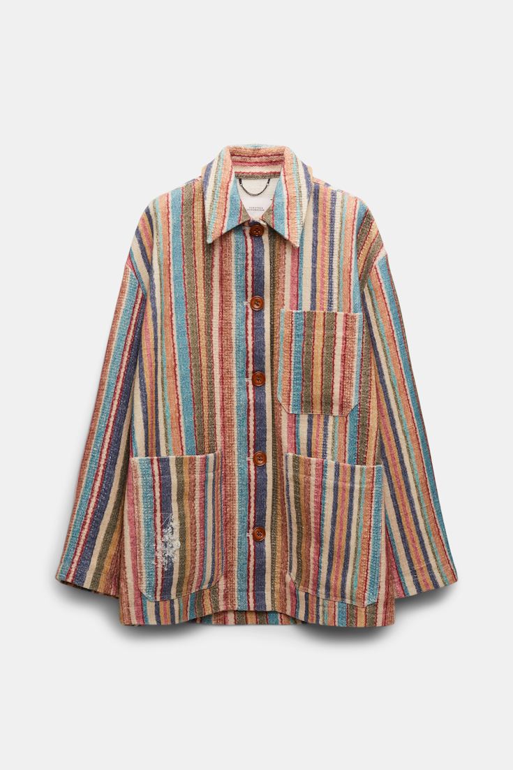 Dorothee Schumacher Printed stripe jacket with broken-in detailing multicolour stripe