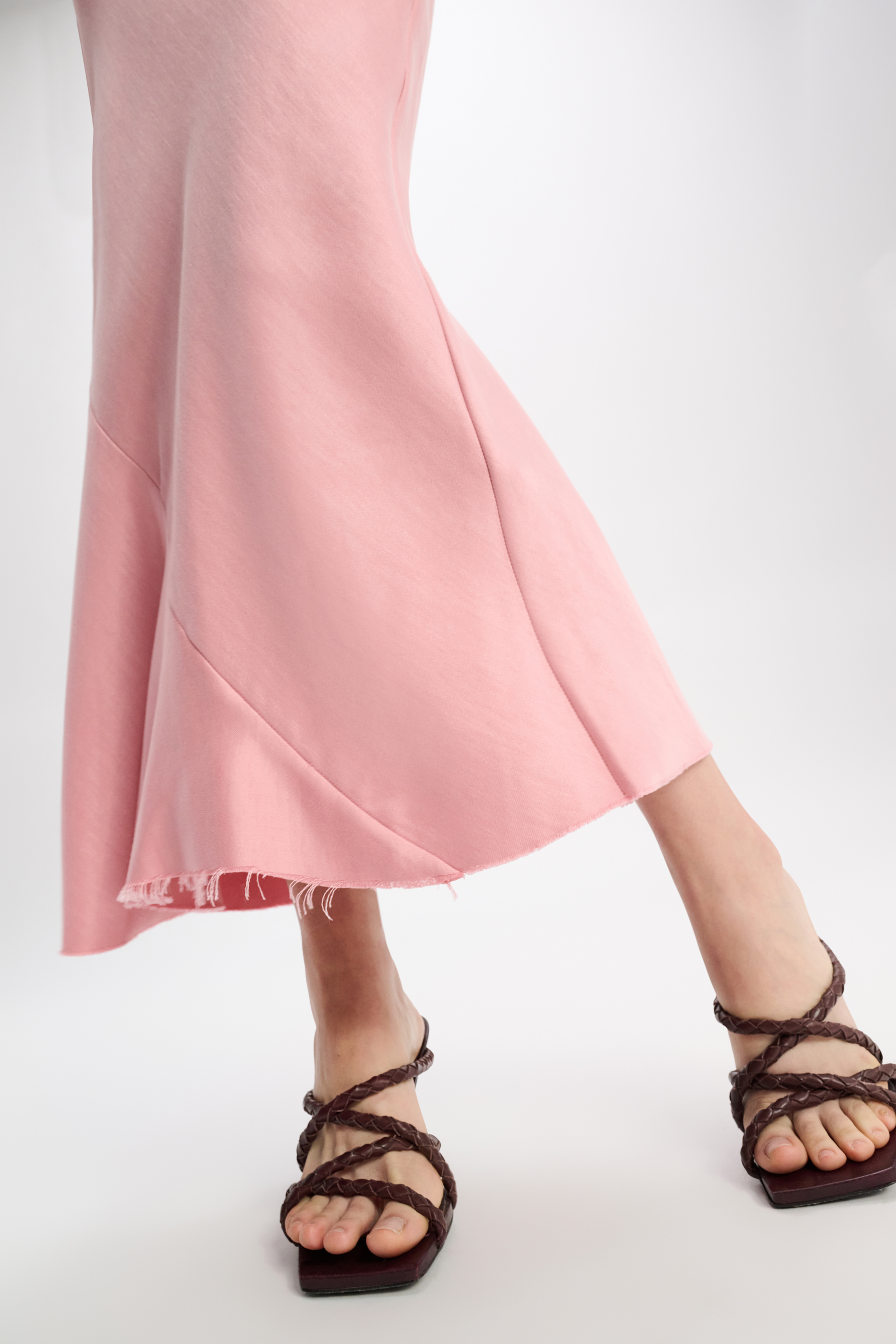 Dorothee Schumacher Bias cut slouchy satin skirt soft pink