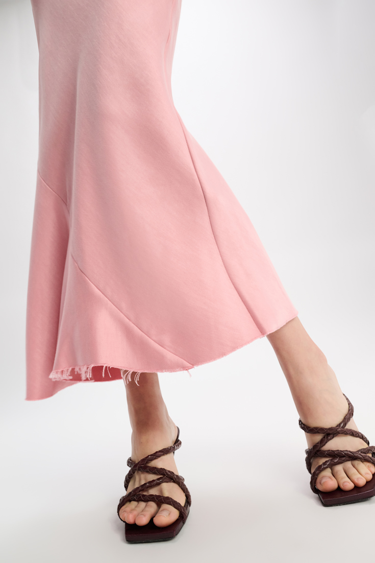 Dorothee Schumacher Bias cut slouchy satin skirt soft pink