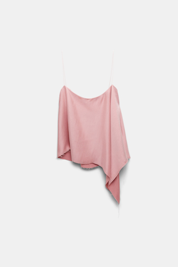 Dorothee Schumacher Asymmetric satin camisole with thin spaghetti straps soft pink