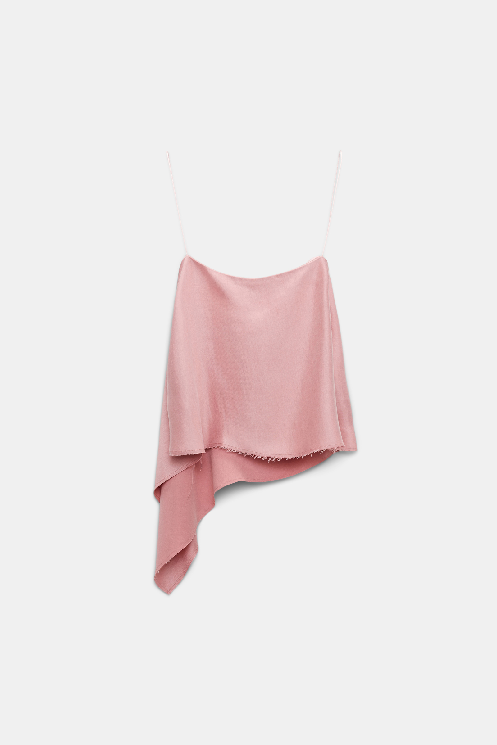 Dorothee Schumacher Asymmetric satin camisole with thin spaghetti straps soft pink