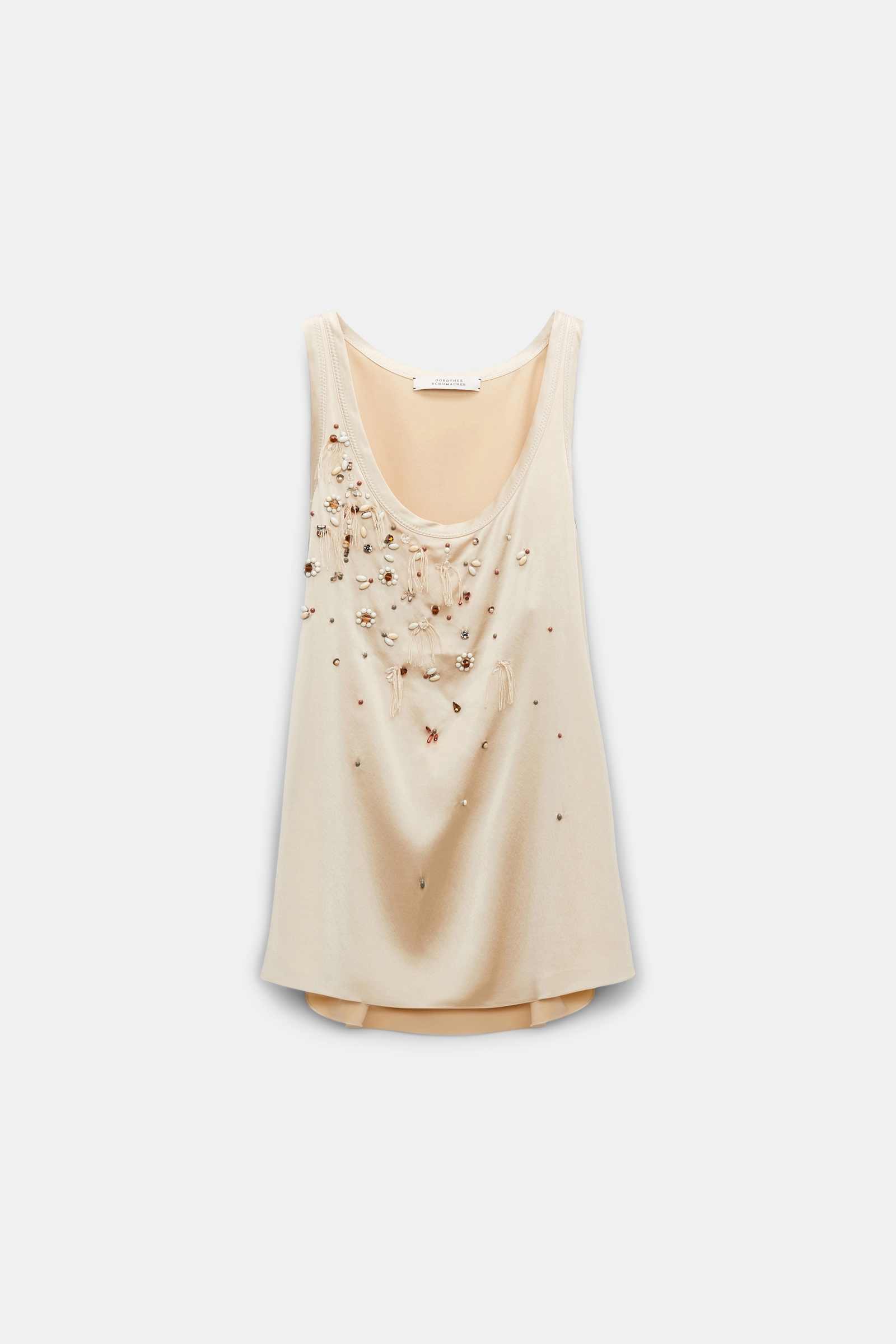 Dorothee Schumacher Hand-embellished satin-silk tank top powder beige