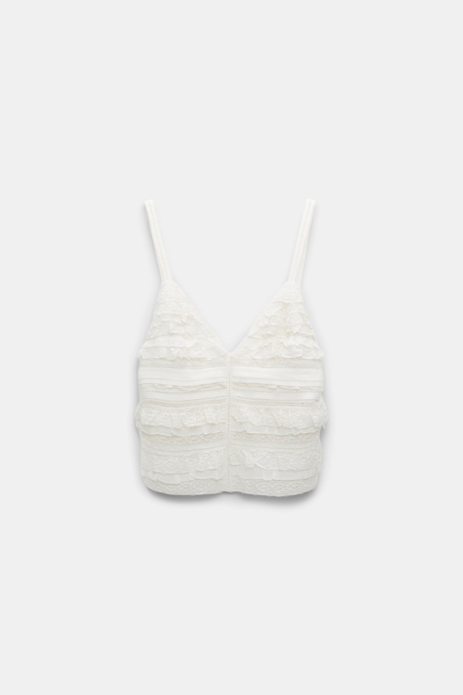 Dorothee Schumacher Backless tank top with lace & tulle ribbon and silk crêpe de chine camellia white