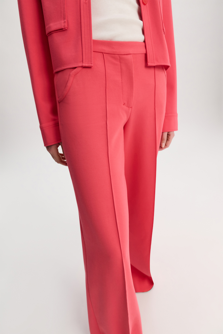 Dorothee Schumacher Hose aus Punto Milano mit weitem Bein und Biese medium coral