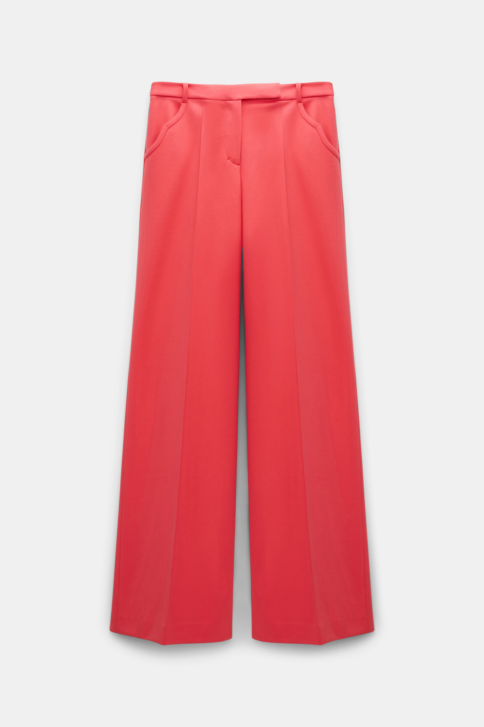 Dorothee Schumacher Hose aus Punto Milano mit weitem Bein und Biese medium coral