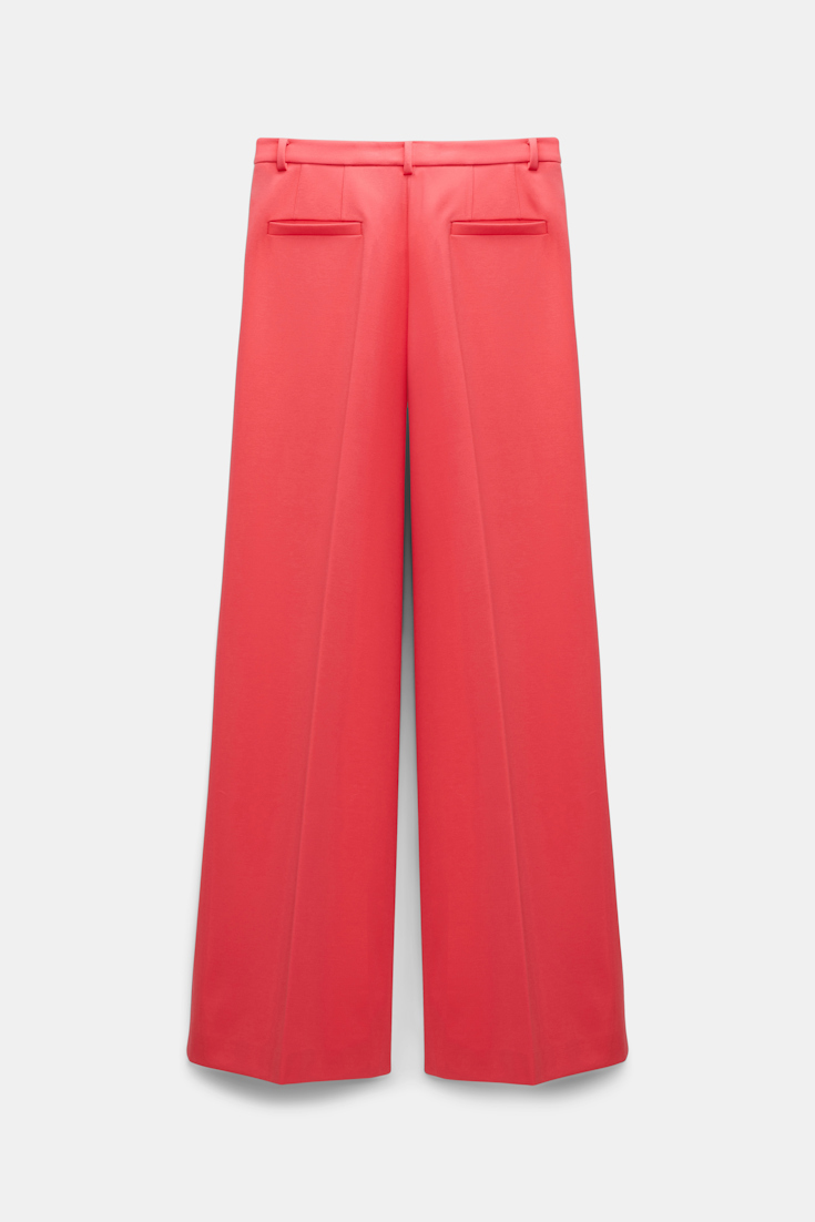 Dorothee Schumacher Hose aus Punto Milano mit weitem Bein und Biese medium coral