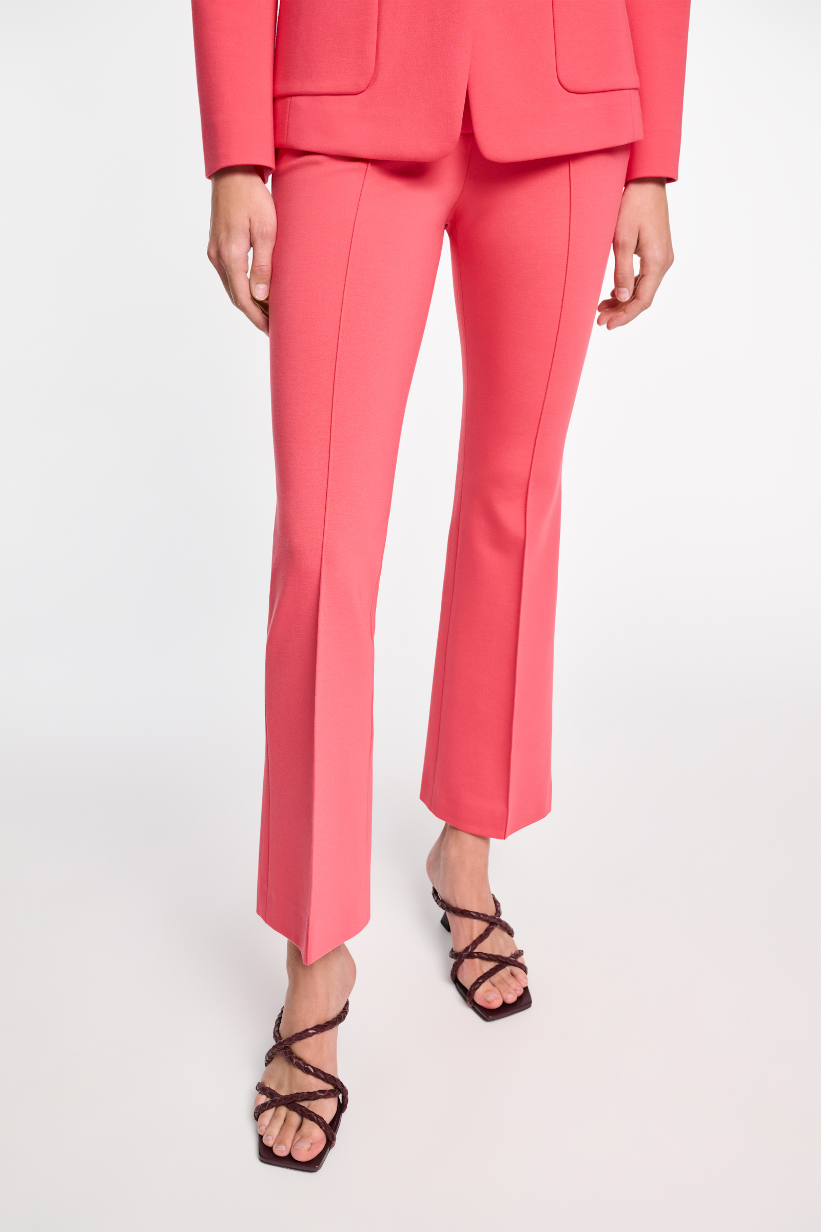 Dorothee Schumacher Cropped flared pants in Punto Milano with Western details medium coral