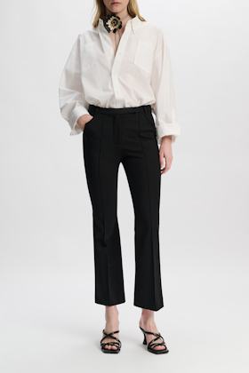 Dorothee Schumacher Cropped flared pants in Punto Milano with Western details pure black