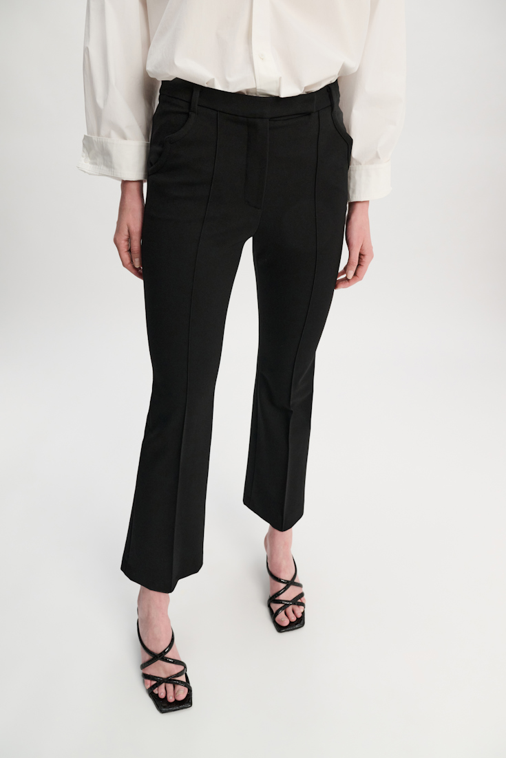 Dorothee Schumacher Cropped flared pants in Punto Milano with Western details pure black