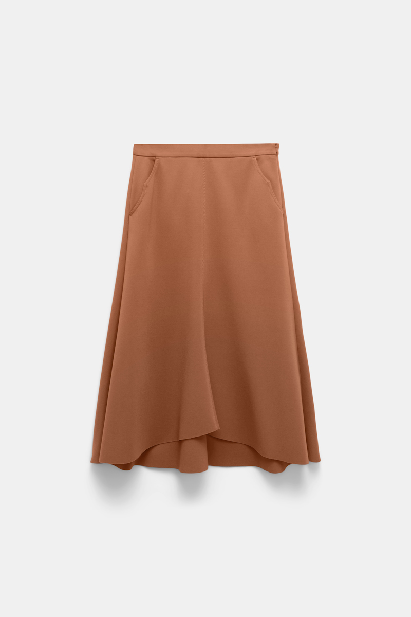 Shop Dorothee Schumacher Punto Milano Skirt With Western Details In Brown