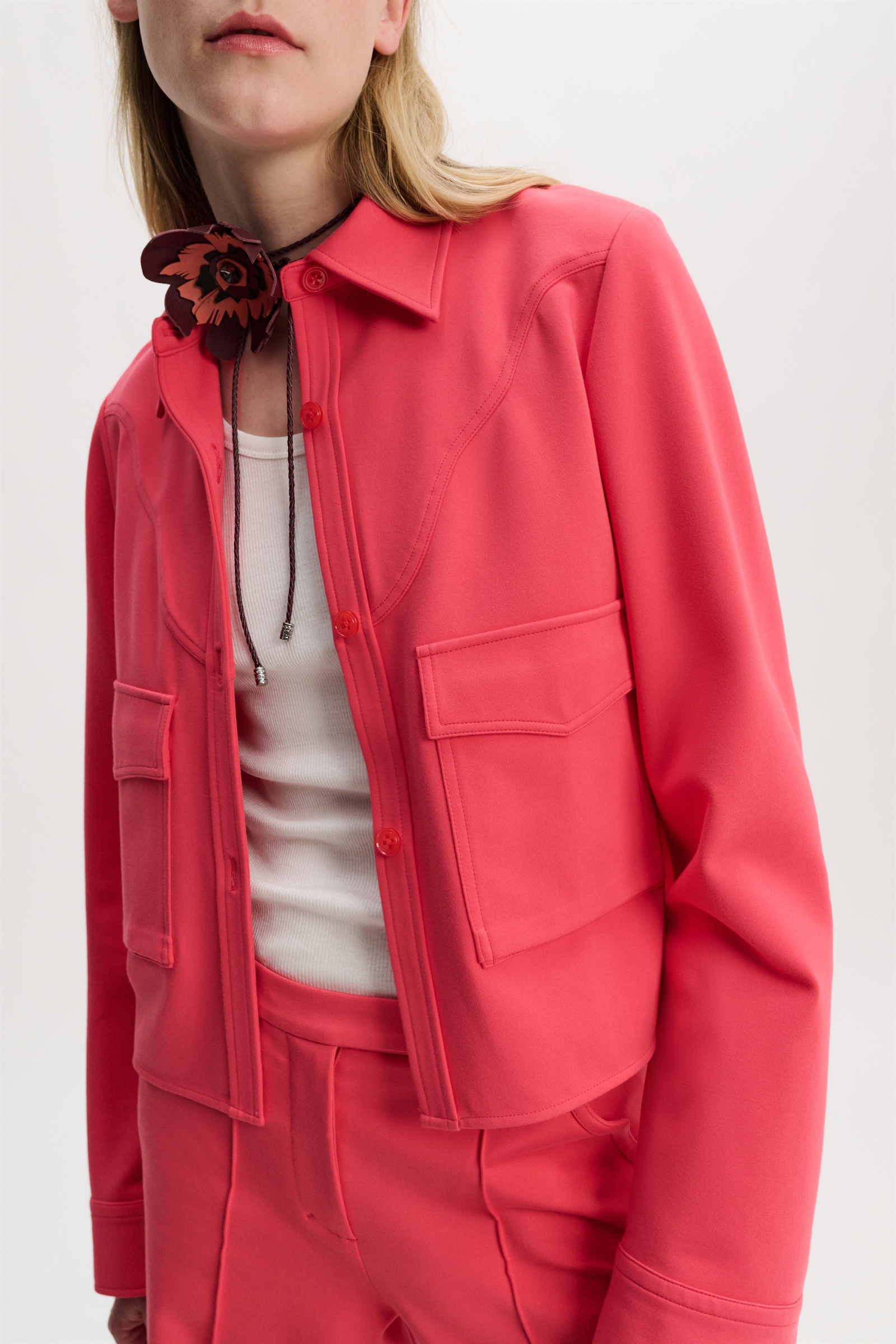 Dorothee Schumacher Hemdjacke aus Punto Milano mit Western-Details medium coral