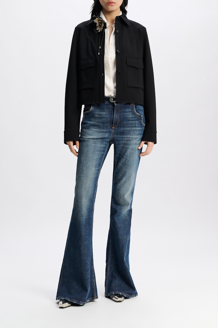 Dorothee Schumacher Shirt-jacket in Punto Milano with Western details pure black