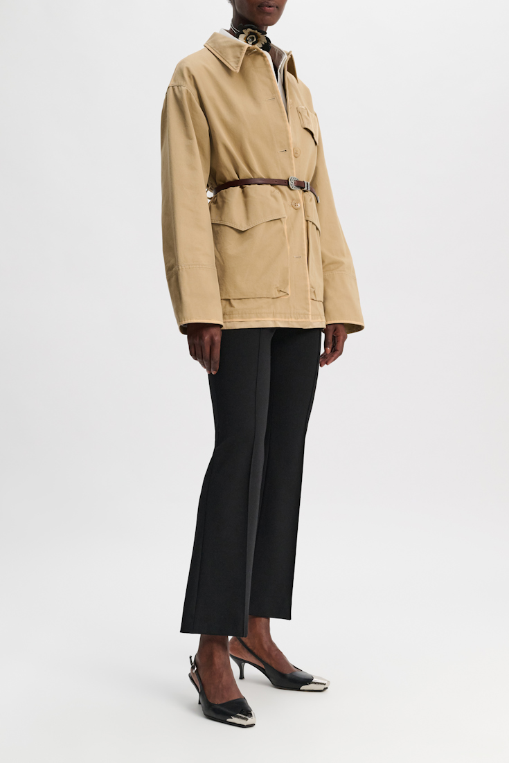 Dorothee Schumacher Cotton shirt-jacket with removable leather belt medium beige