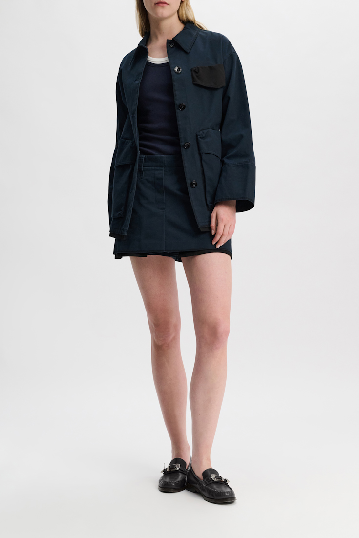 Dorothee Schumacher Cotton shirt-jacket with removable leather belt midnight