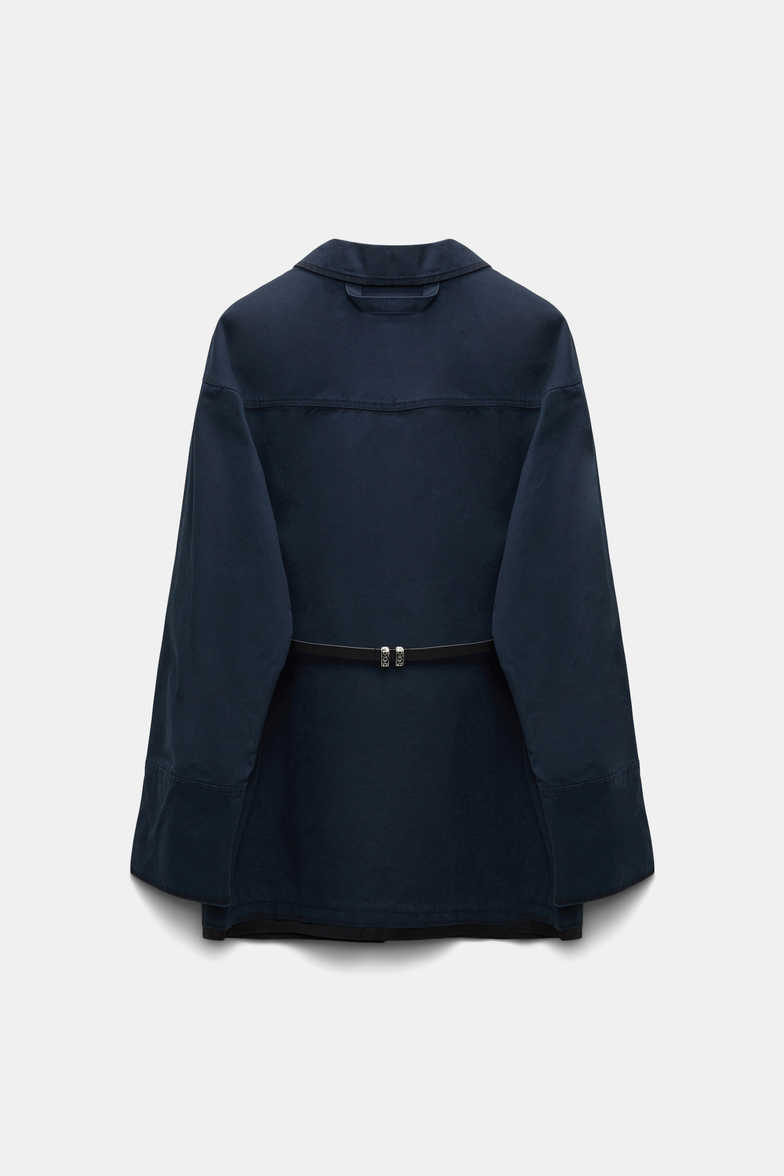 Dorothee Schumacher Cotton shirt-jacket with removable leather belt midnight