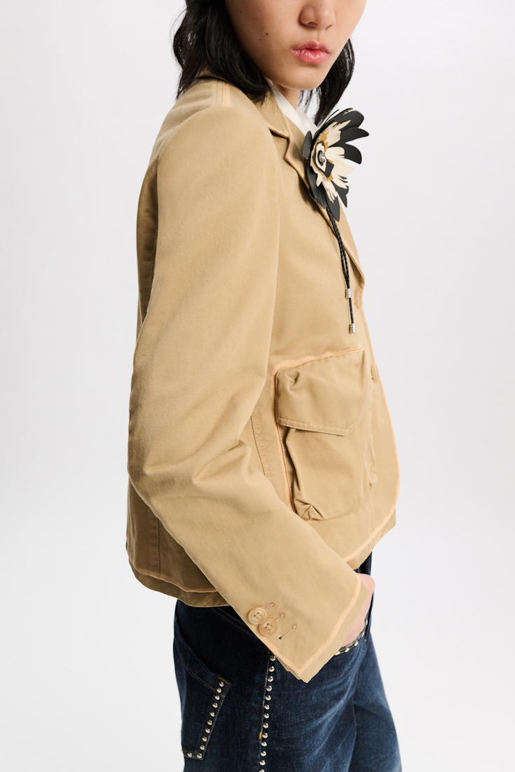 Dorothee Schumacher Cropped cotton blazer with painted edges medium beige