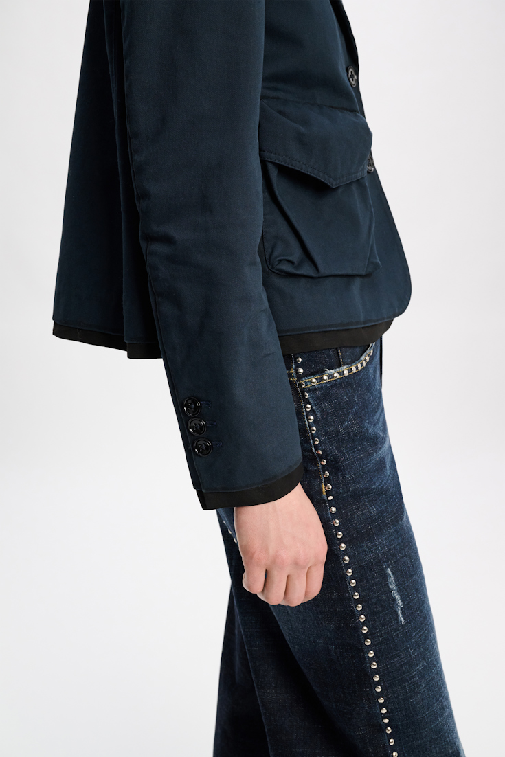 Dorothee Schumacher Cropped cotton blazer with painted edges midnight