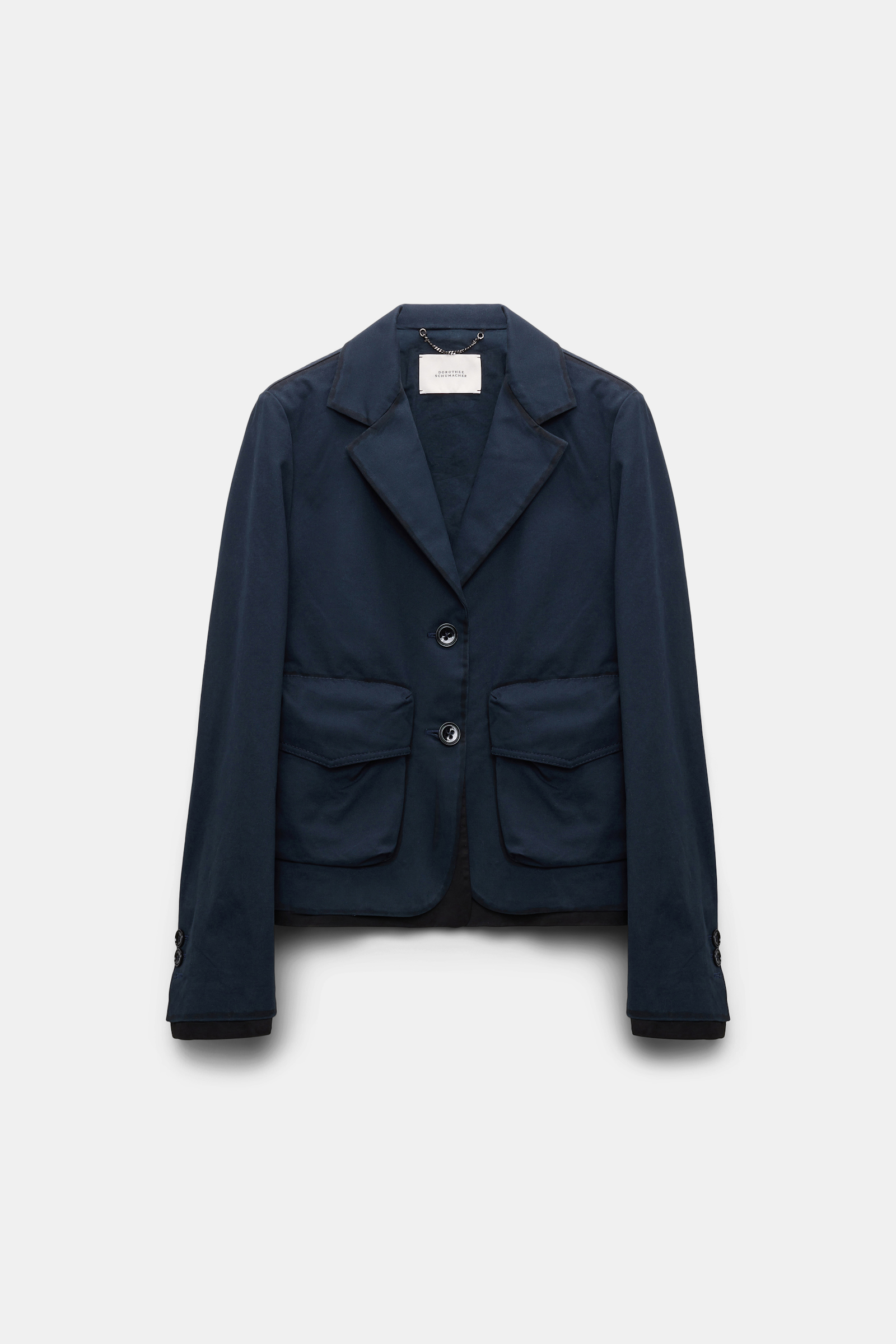 Dorothee Schumacher Cropped cotton blazer with painted edges midnight