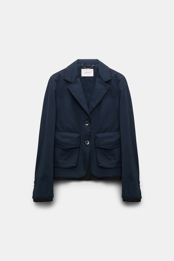 Dorothee Schumacher Cropped cotton blazer with painted edges midnight