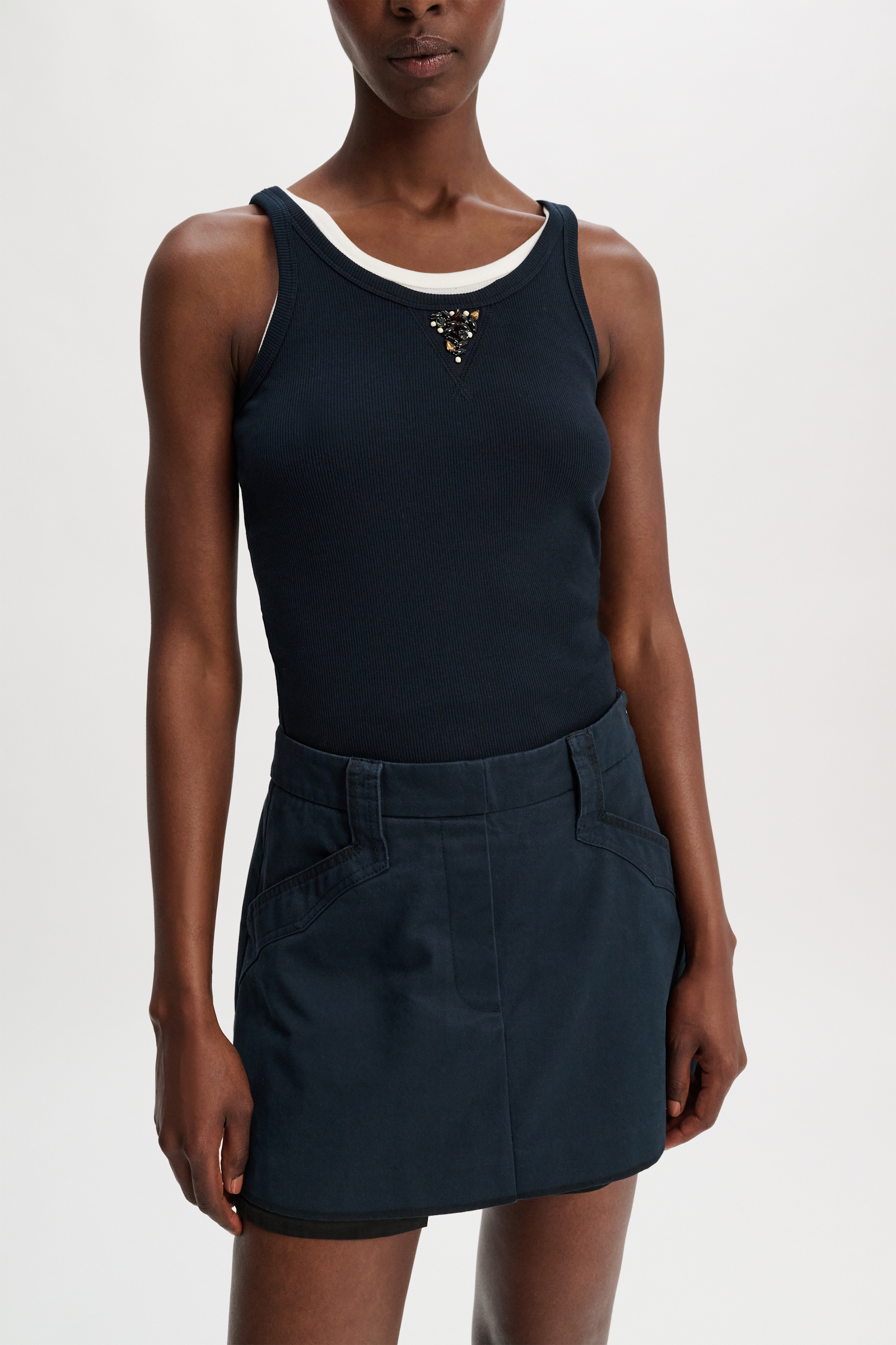 Dorothee Schumacher Cotton skort with painted edges midnight