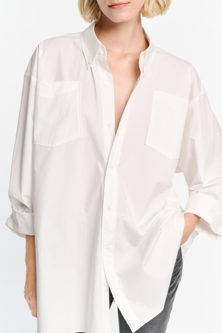 Dorothee Schumacher Oversized cotton-poplin shirt with pockets pure white