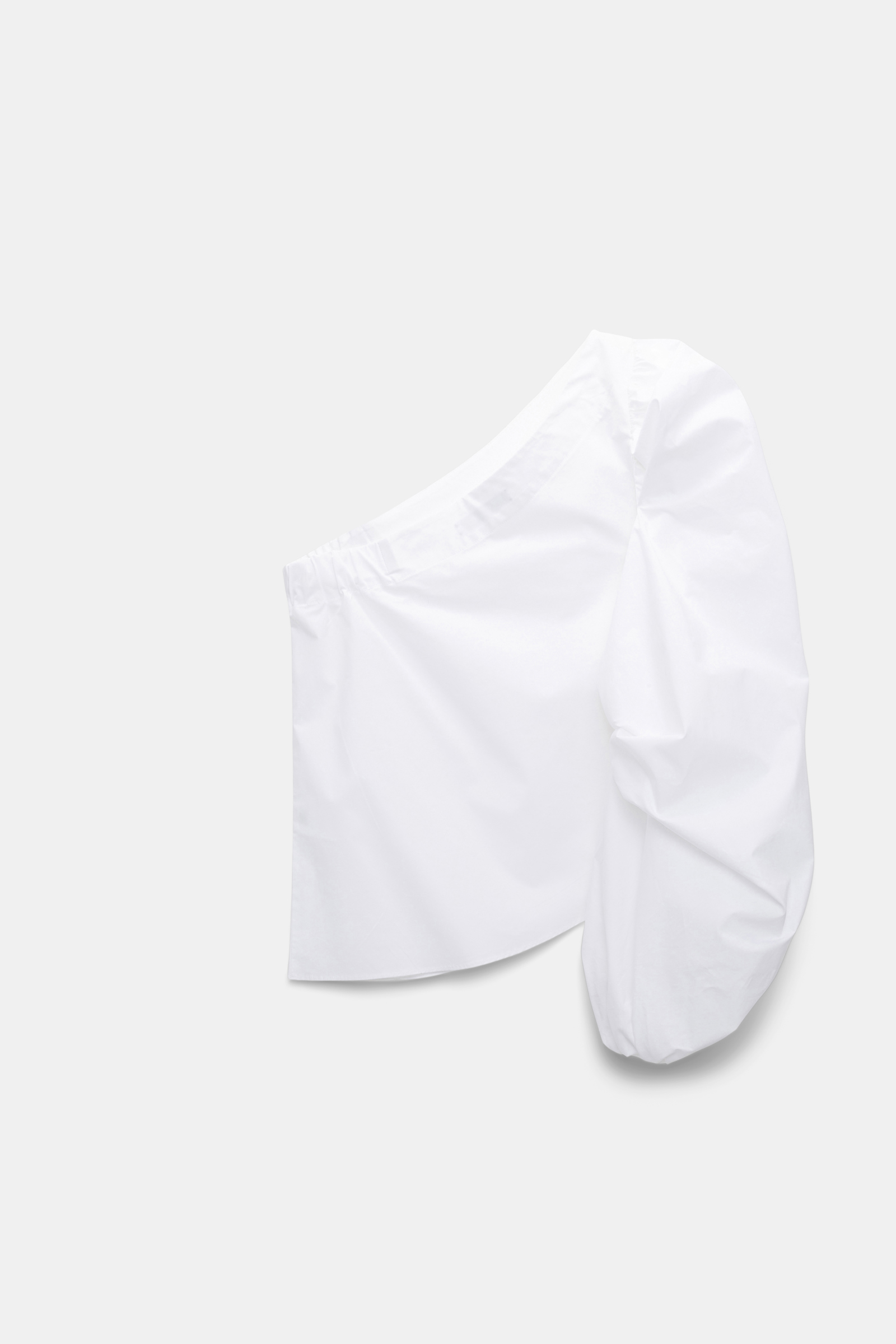 Dorothee Schumacher Asymmetric cotton-poplin top with voluminous long sleeve pure white