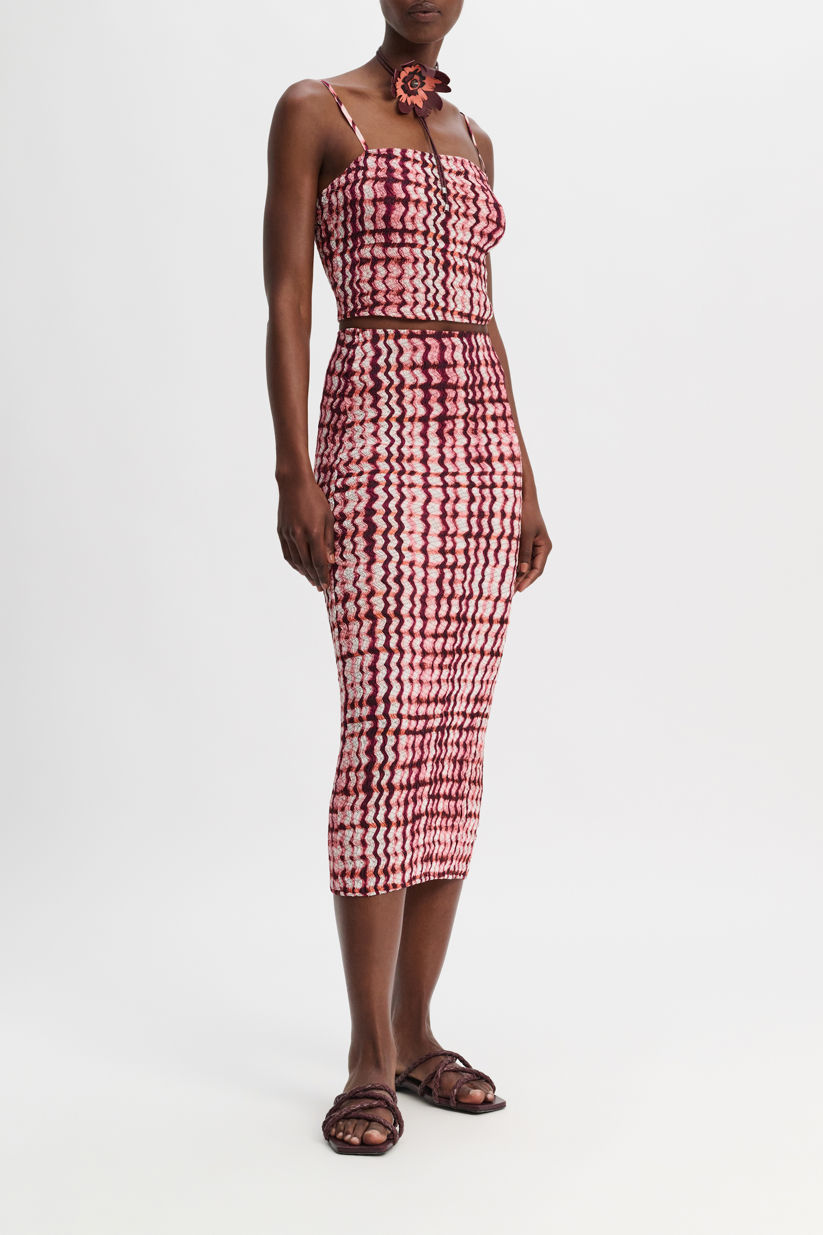 Dorothee Schumacher Gesmoktes Top mit Allover-Karo Print pink check mix