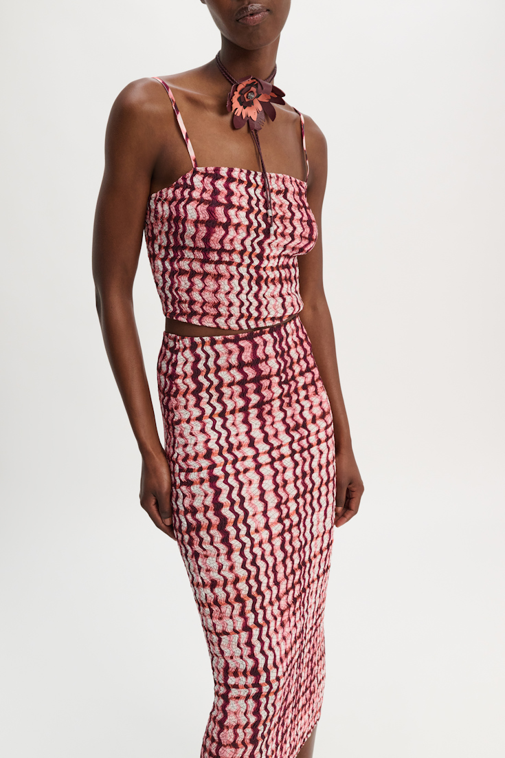 Dorothee Schumacher Silk-viscose plaid camisole with allover smocking pink check mix