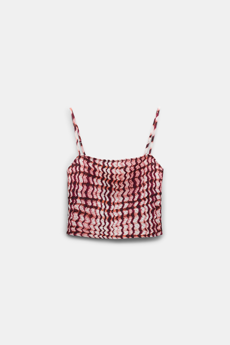 Dorothee Schumacher Gesmoktes Top mit Allover-Karo Print pink check mix