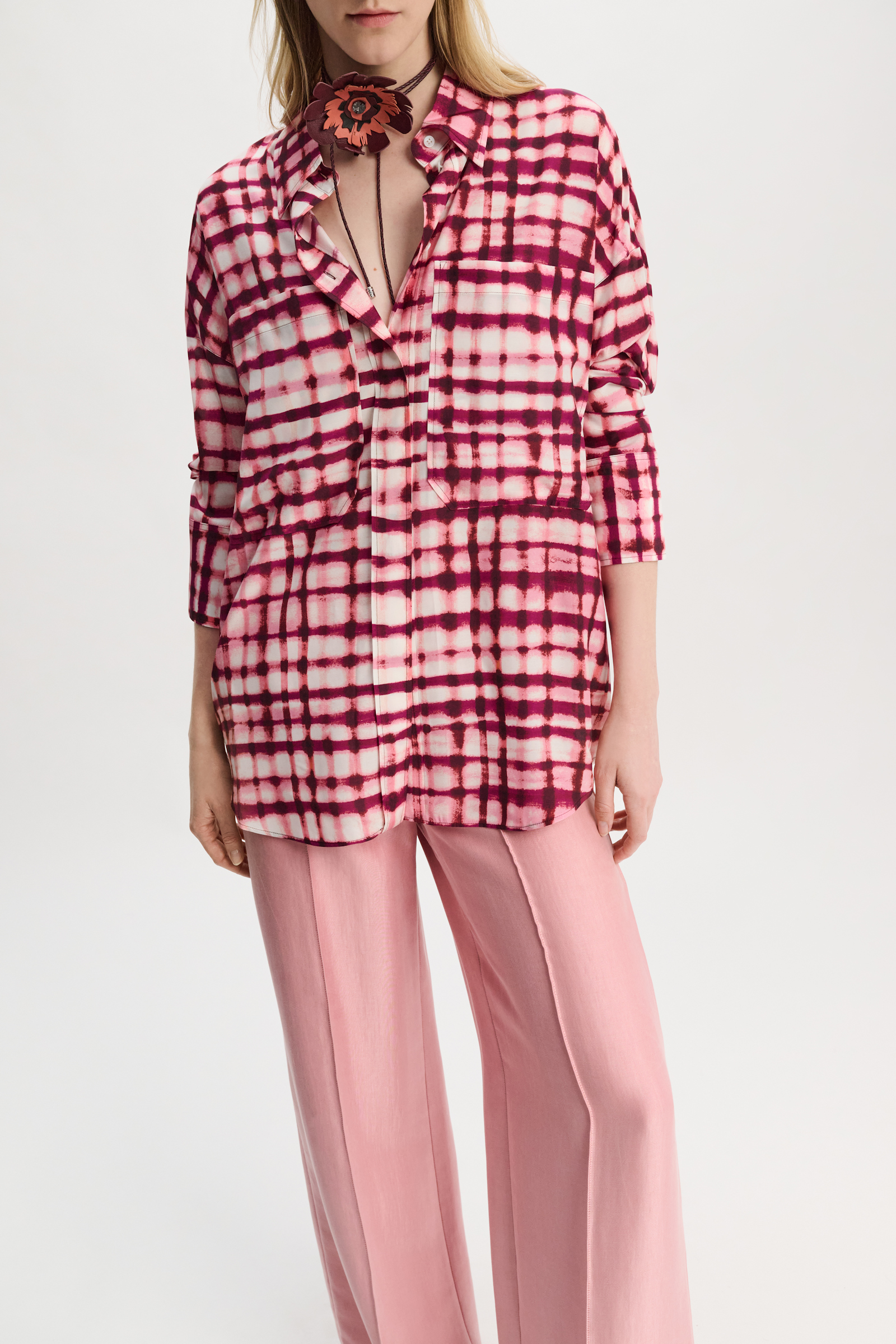 Dorothee Schumacher Oversized Hemd mit Allover-Karo Print pink check mix