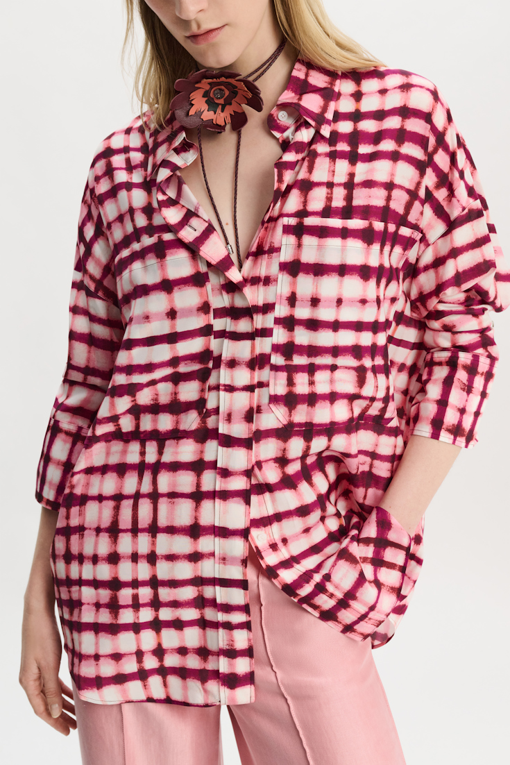 Dorothee Schumacher Oversized Hemd mit Allover-Karo Print pink check mix